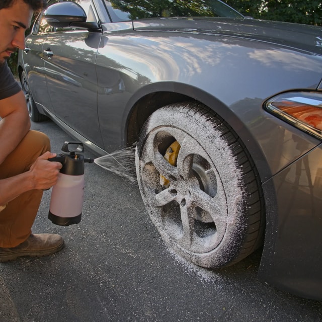 Applying Cleaner to Wheel Applying Cleaner to Wheel