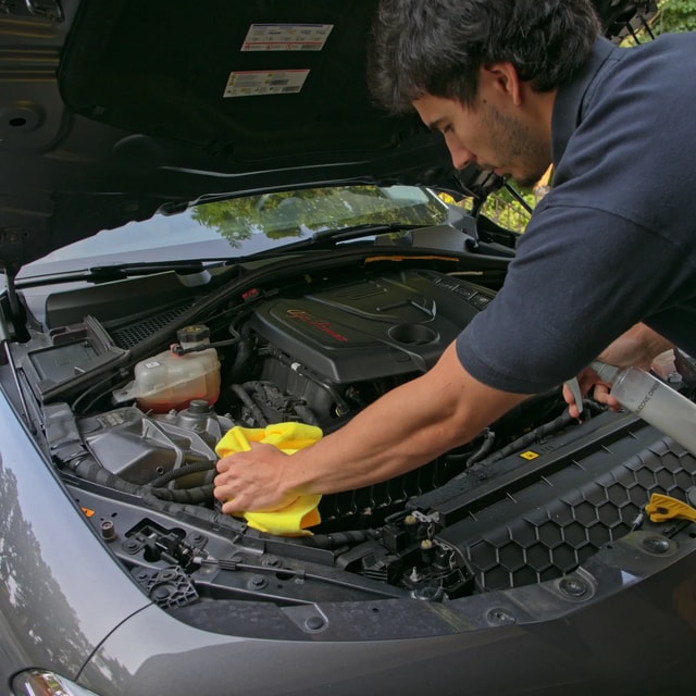 Spraying Protectant In Engine Bay Spraying Protectant In Engine Bay